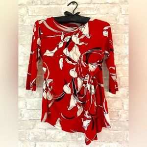 Fun, red floral blouse with side tie by Alfani. Comfortable and versatile!